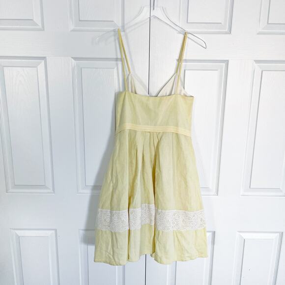 ABS by Allen Schwartz Light Yellow Linen Fit and Flare Dress - Picture 7 of 8
